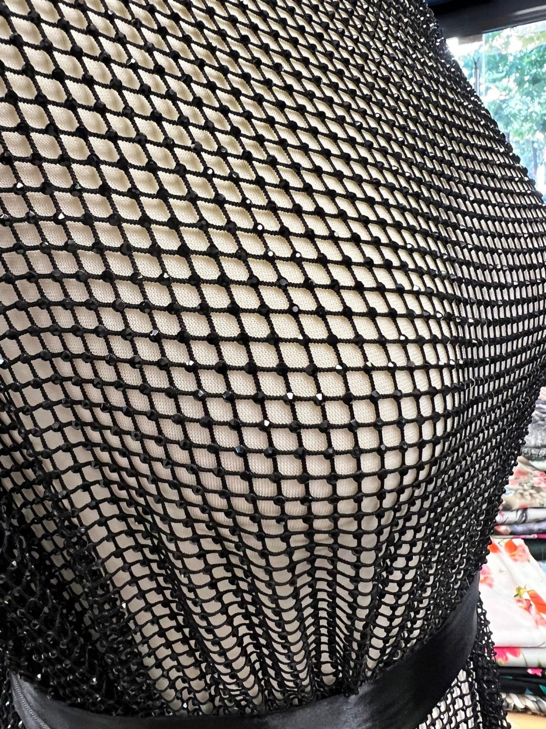Plasa Elastica Cu Strasuri, Negru