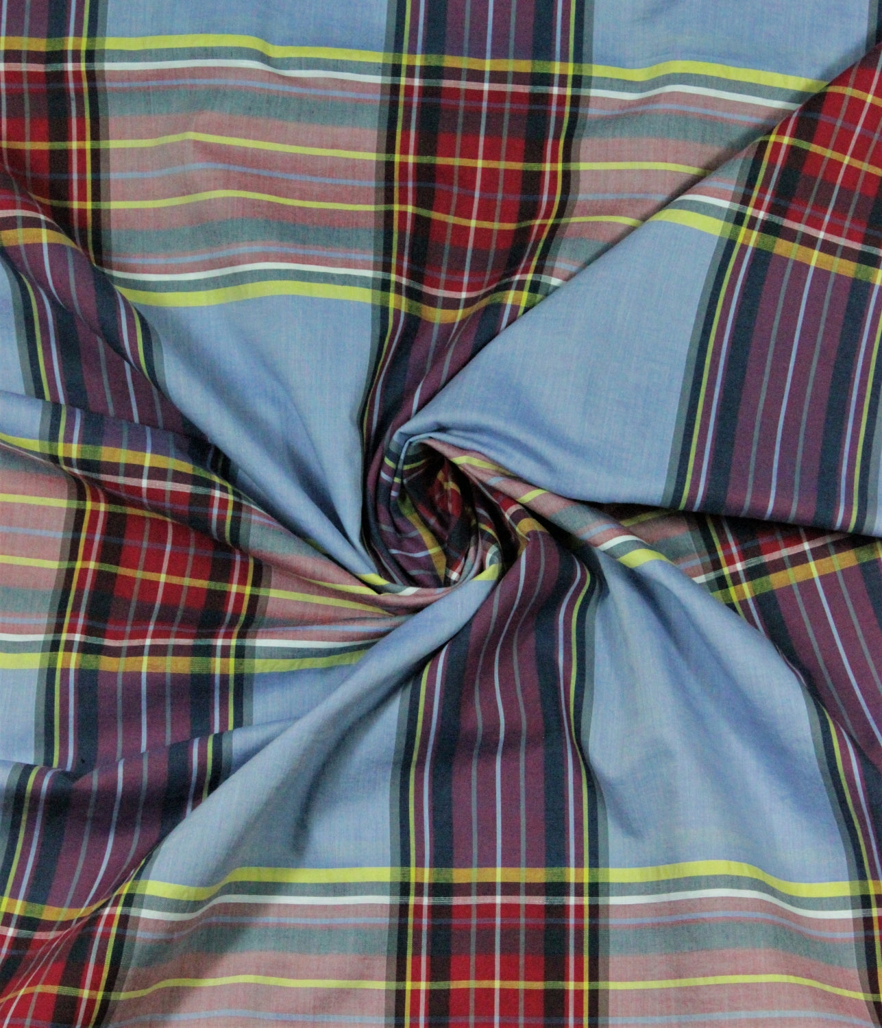 Poplin Bleu In Carouri