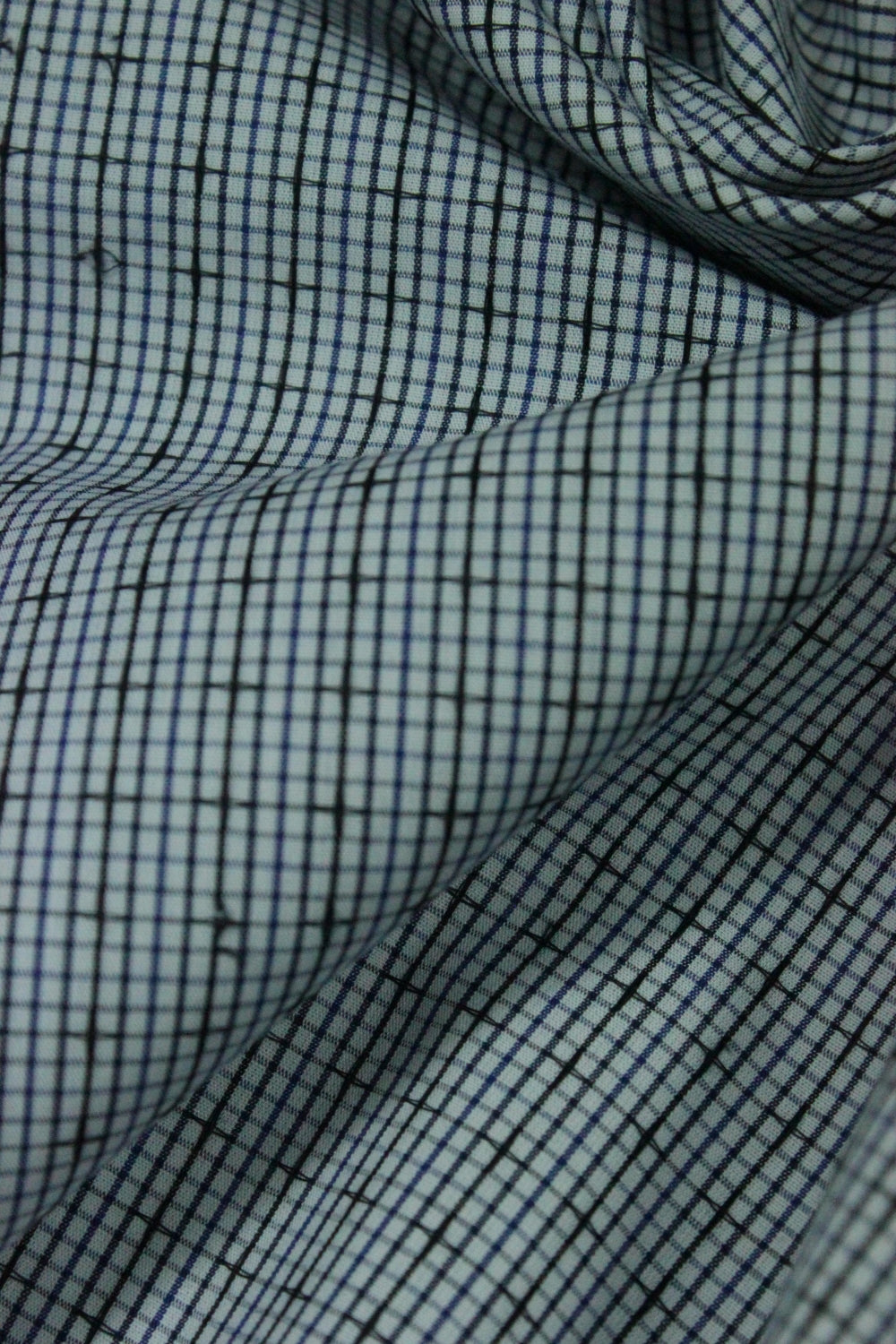 Poplin Alb Imprimat Cu  Albastru Si Negru