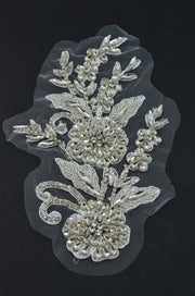 Aplicatie Broderie Pe Tull Cu Pietre 19x13cm, Alb