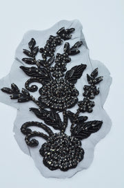 Aplicatie Broderie Pe Tull Cu Pietre 19x13cm, Negru