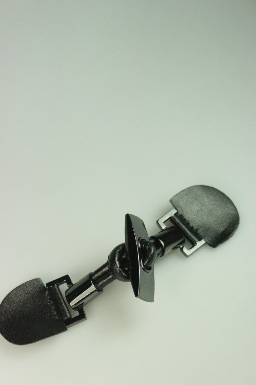 Sistem De Inchidere Din Piele Si Metal, 15cm, Negru