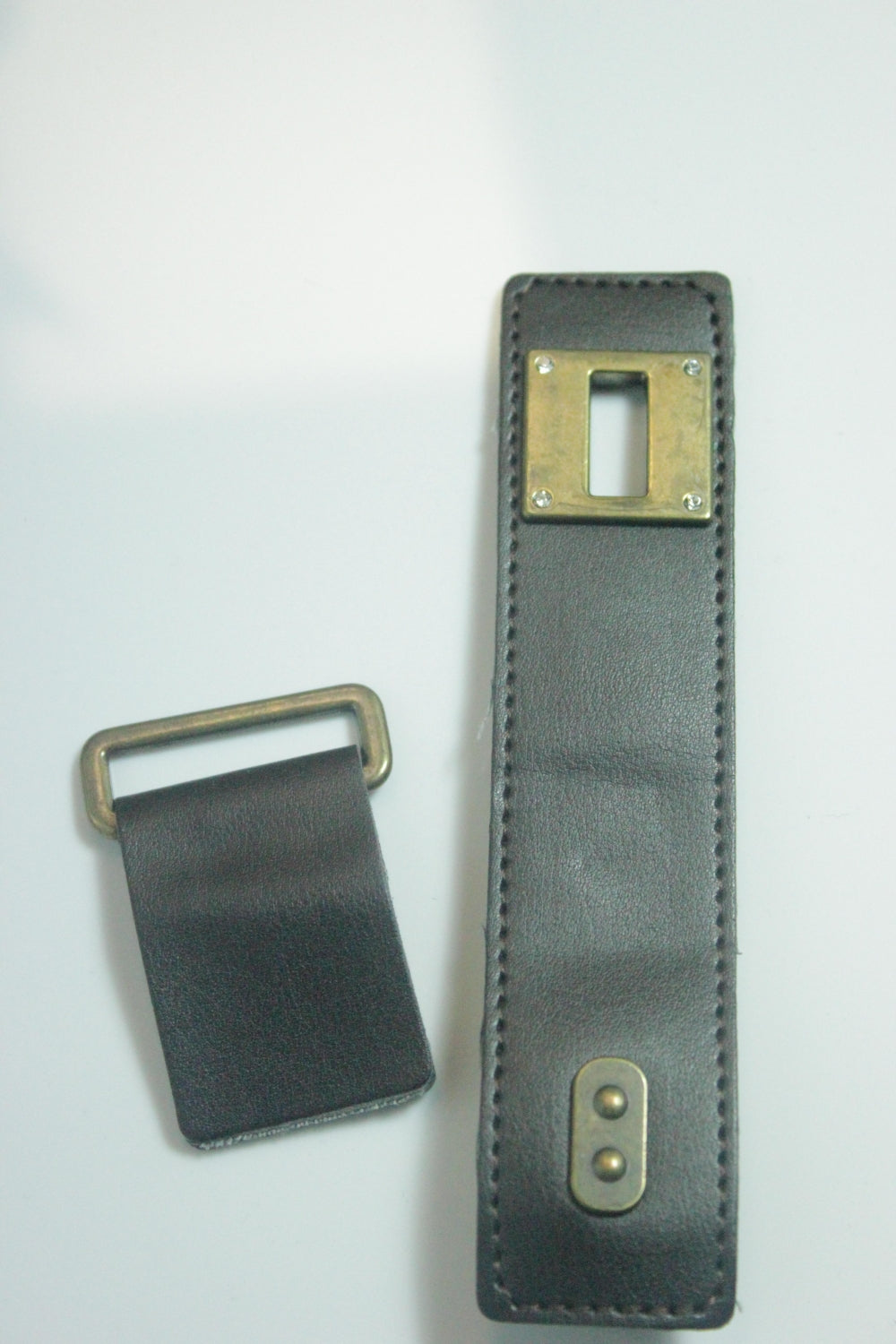 Sistem Inchidere Din Piele ecologica si Metal, 10cm, Maro