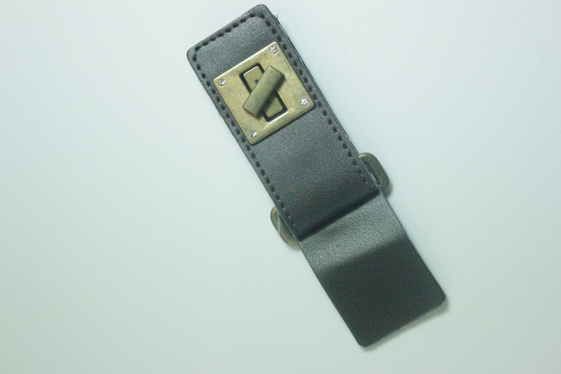 Sistem Inchidere Din Piele ecologica si Metal, 10cm, Maro