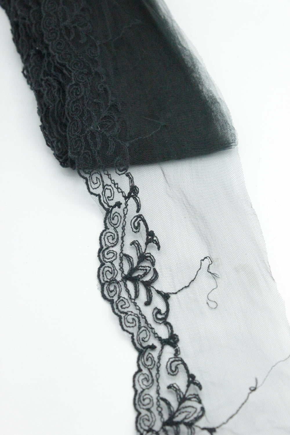 Tull Brodat, 10cm, Negru