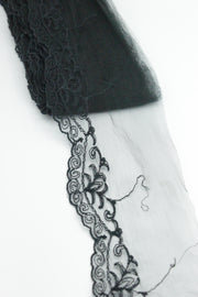Tull Brodat, 10cm, Negru