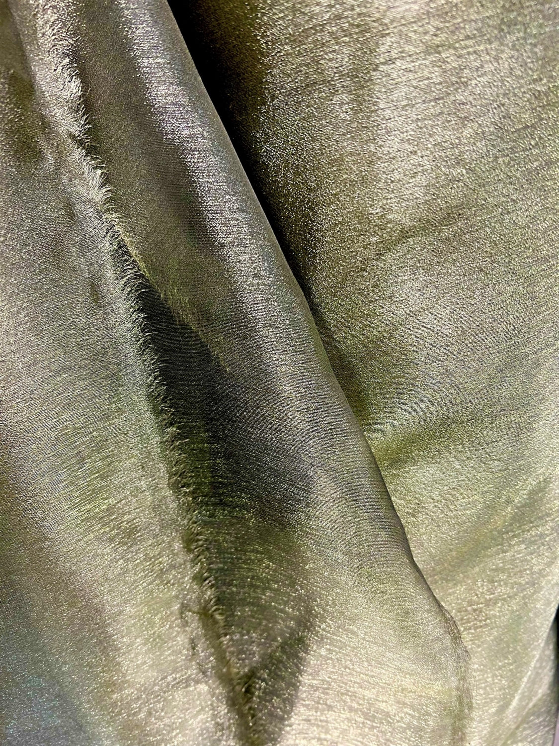 Voal De Organza Cu Fir De Plumb, Olive Metalizat, Latime 3 metri