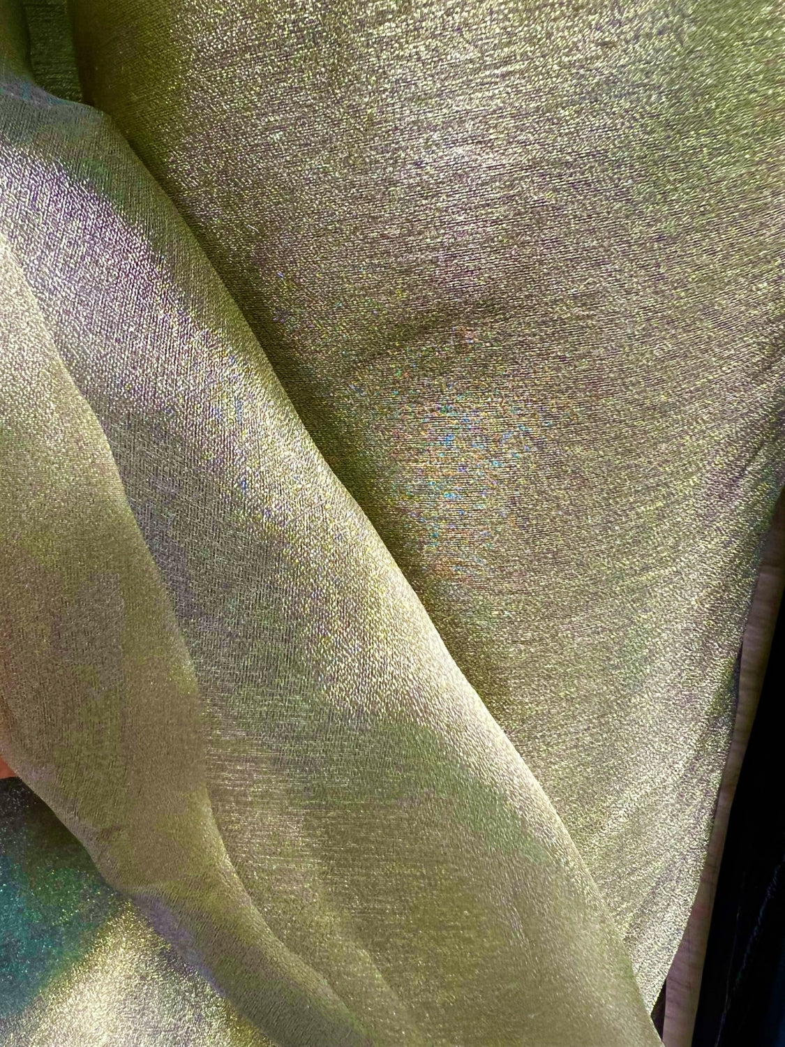 Voal De Organza Cu Fir De Plumb, Olive Metalizat, Latime 3 metri