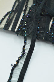 Elastic Volan Cu Margele, 20mm, Negru