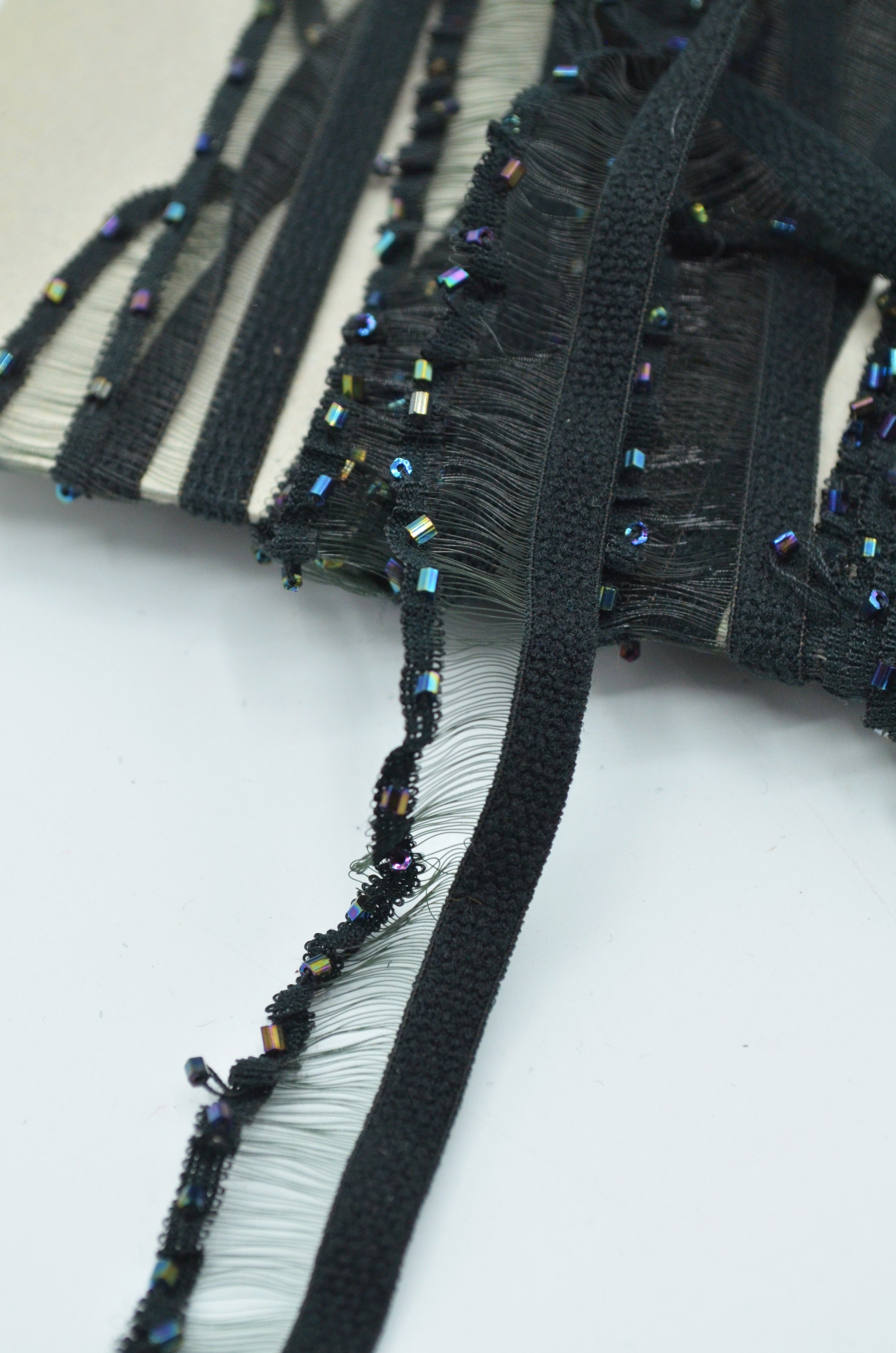 Elastic Volan Cu Margele, 20mm, Negru