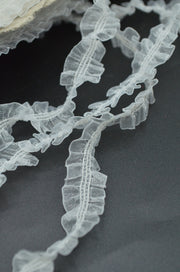 Volan Elastic Din Organza, 14mm, Alb
